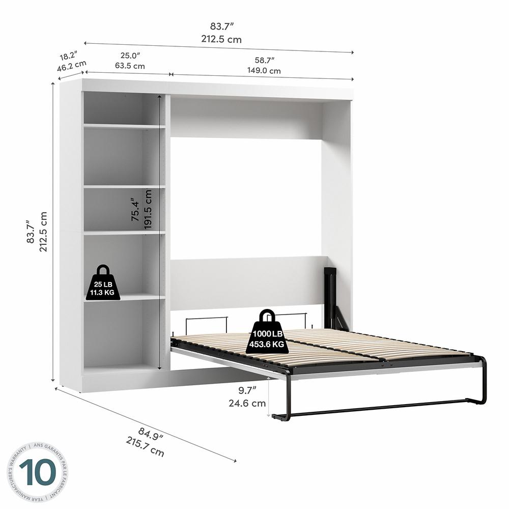 Murphy Bed with Shelving Unit, 84-inch Space-Saving Wall Bed. Picture 6