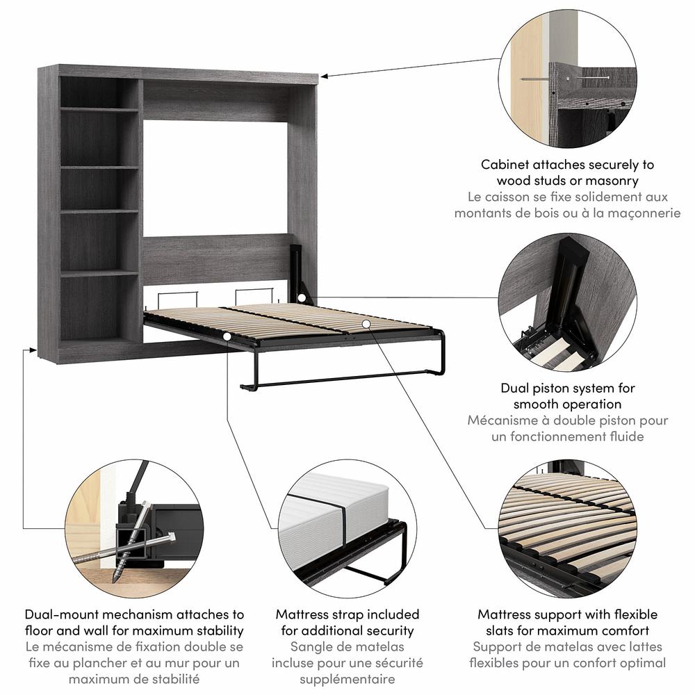 Murphy Bed with Shelving Unit, 84-inch Space-Saving Wall Bed. Picture 2