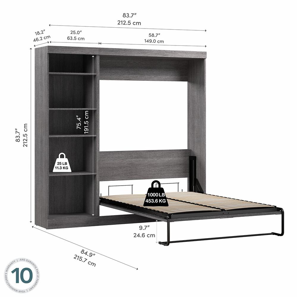 Murphy Bed with Shelving Unit, 84-inch Space-Saving Wall Bed. Picture 6