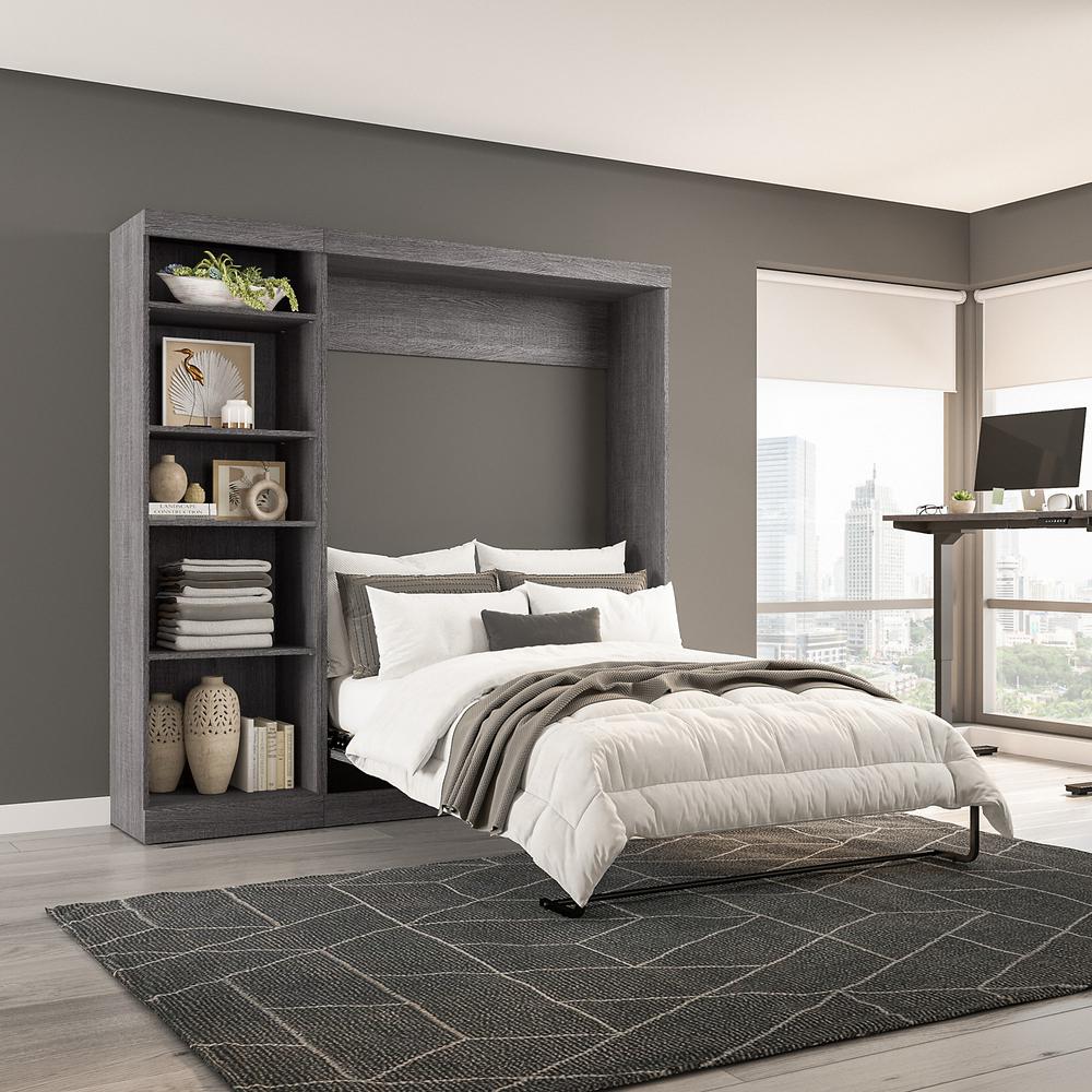 Murphy Bed with Shelving Unit, 84-inch Space-Saving Wall Bed. Picture 3
