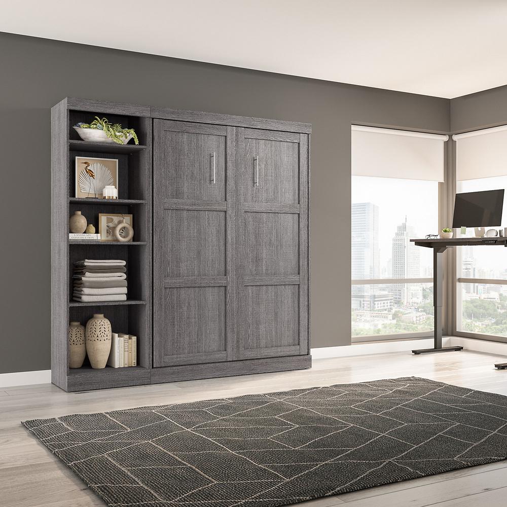 Murphy Bed with Shelving Unit, 84-inch Space-Saving Wall Bed. Picture 4