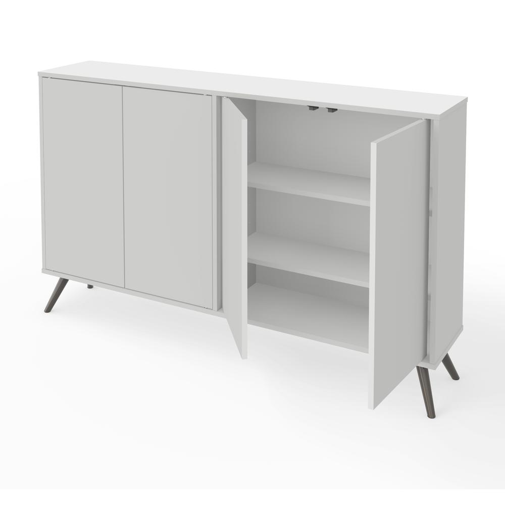 Krom Narrow Storage Cabinet with Metal Legs, 60W, White. Picture 2