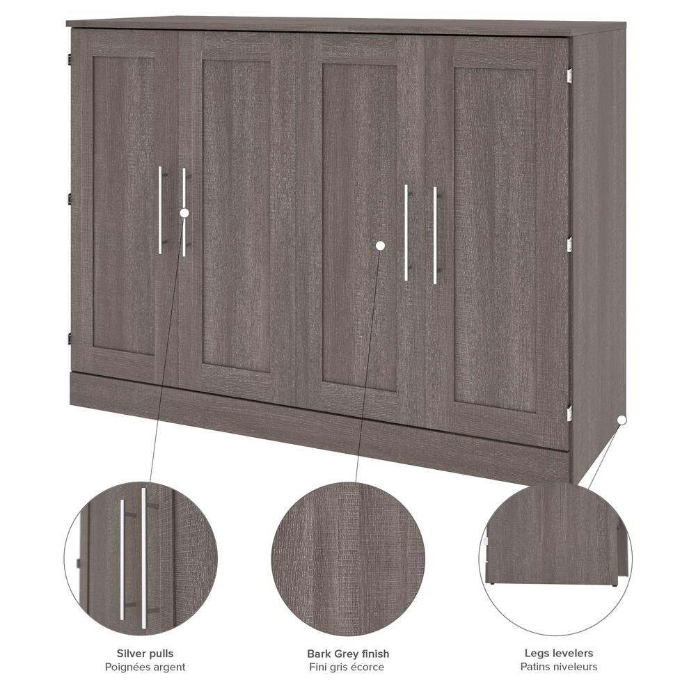Full Cabinet Bed with Mattress in Bark Gray. Picture 8