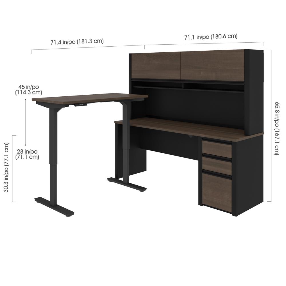 72W L-Shaped Standing Desk with Pedestal and Hutch. Picture 9
