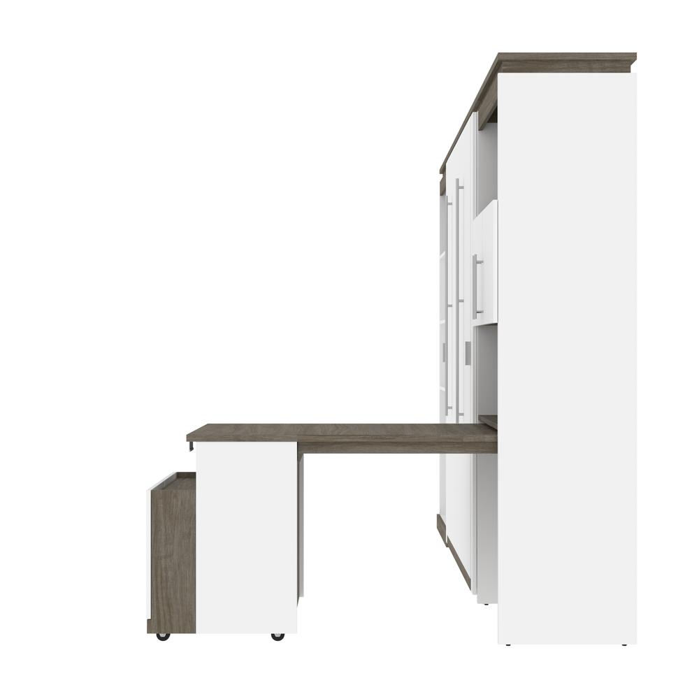 Full Murphy Bed with Shelves and Storage Cabinet with Fold-Out Desk (120W). Picture 4