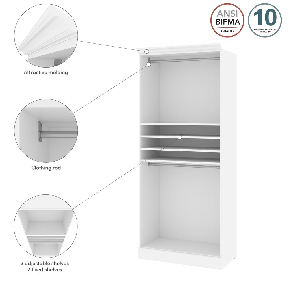 Versatile 36W Closet Organizer in White. Picture 7