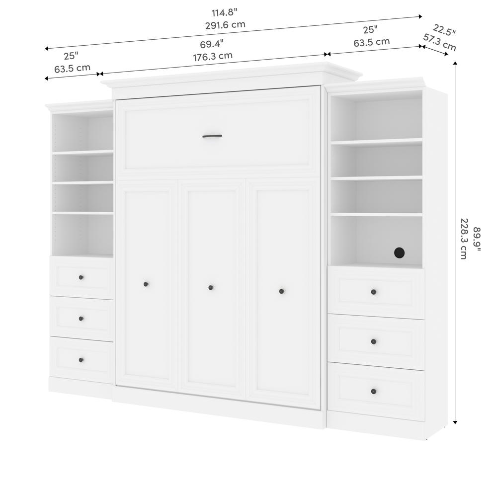 Versatile Queen Murphy Bed and 2 Closet Organizers with Drawers (115W). Picture 11