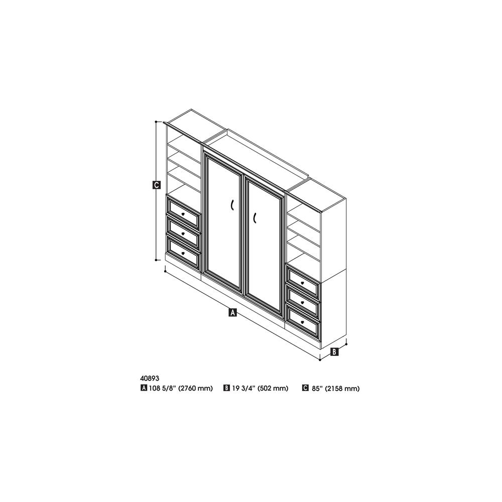 Versatile Full Murphy Bed and 2 Closet Organizers with Drawers (109W). Picture 23