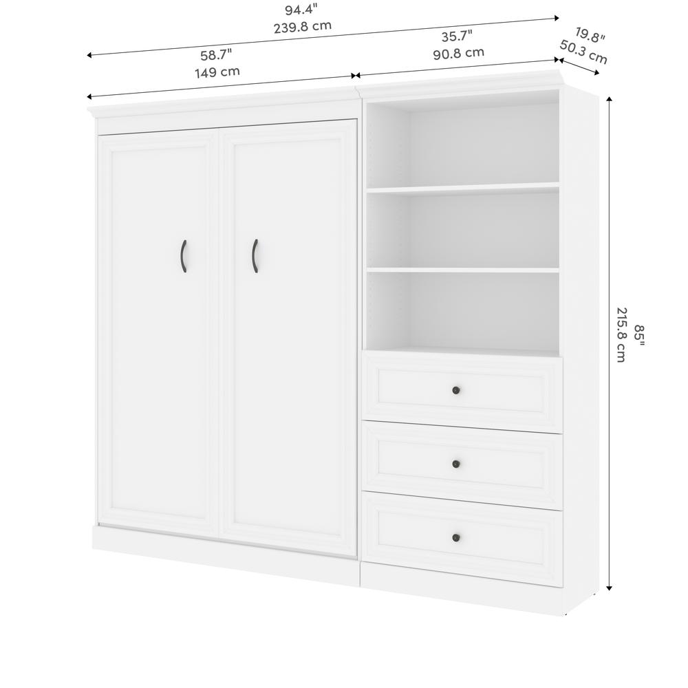 Versatile Full Murphy Bed and Closet Organizer with Drawers (95W). Picture 13