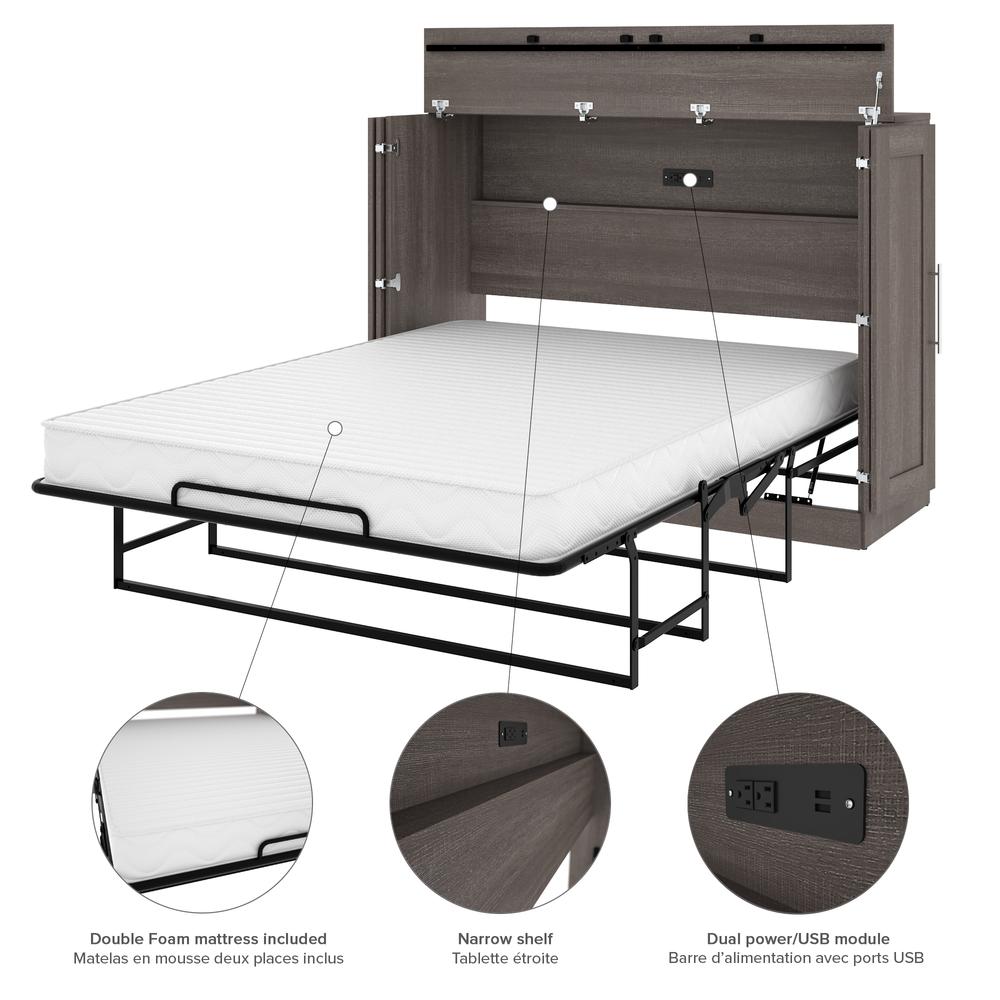 Full Cabinet Bed with Mattress in Bark Gray. Picture 9