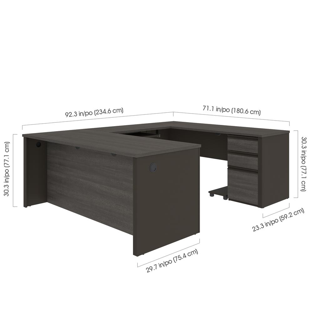 72W U-Shaped Executive Desk with Pedestal. Picture 8