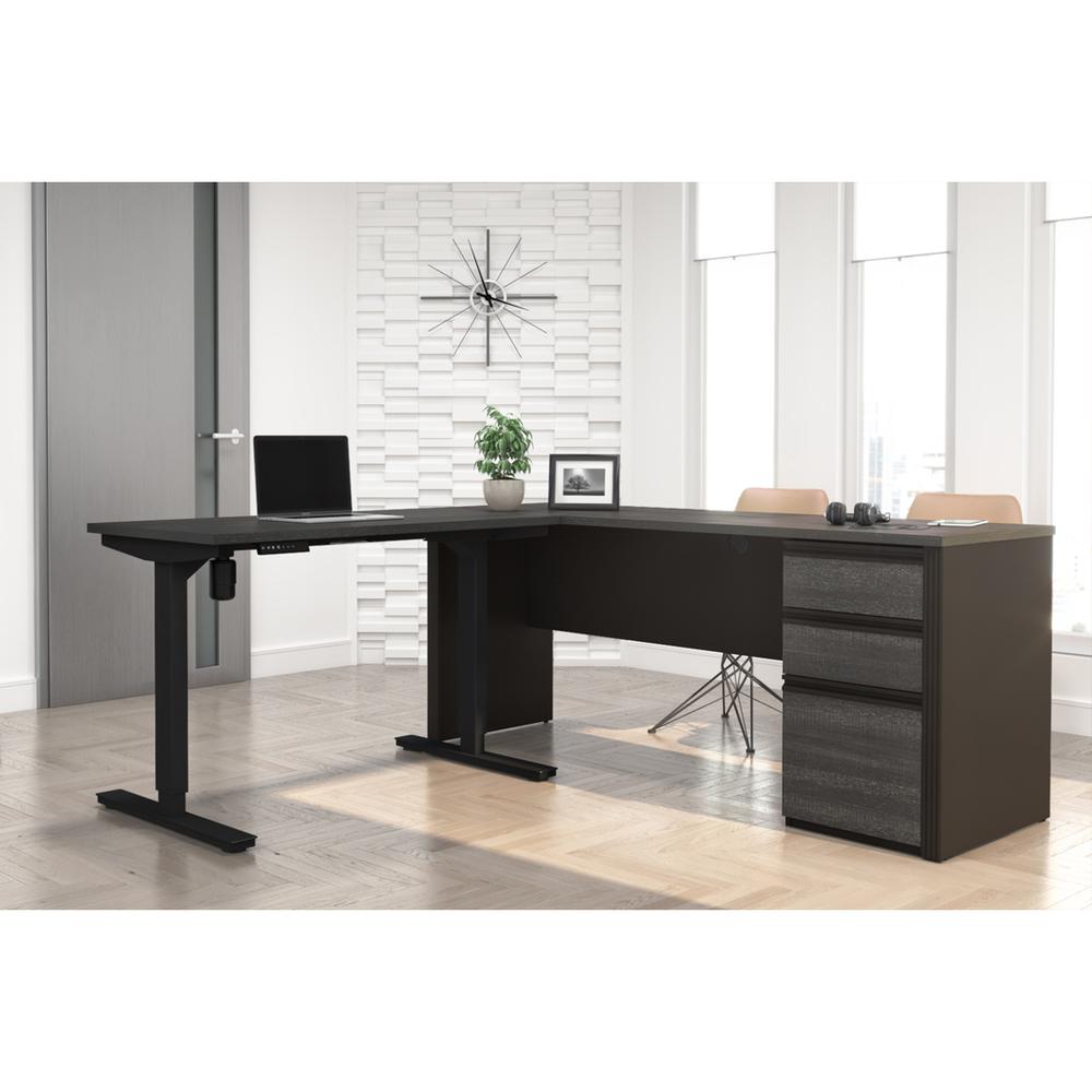 72W L-Shaped Standing Desk with Pedestal. Picture 4