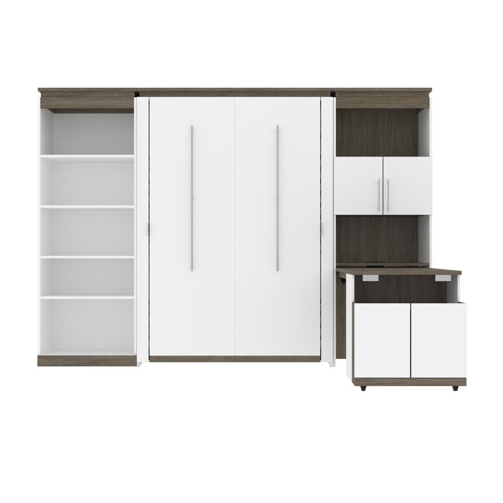 Full Murphy Bed with Shelves and Storage Cabinet with Fold-Out Desk (120W). Picture 3