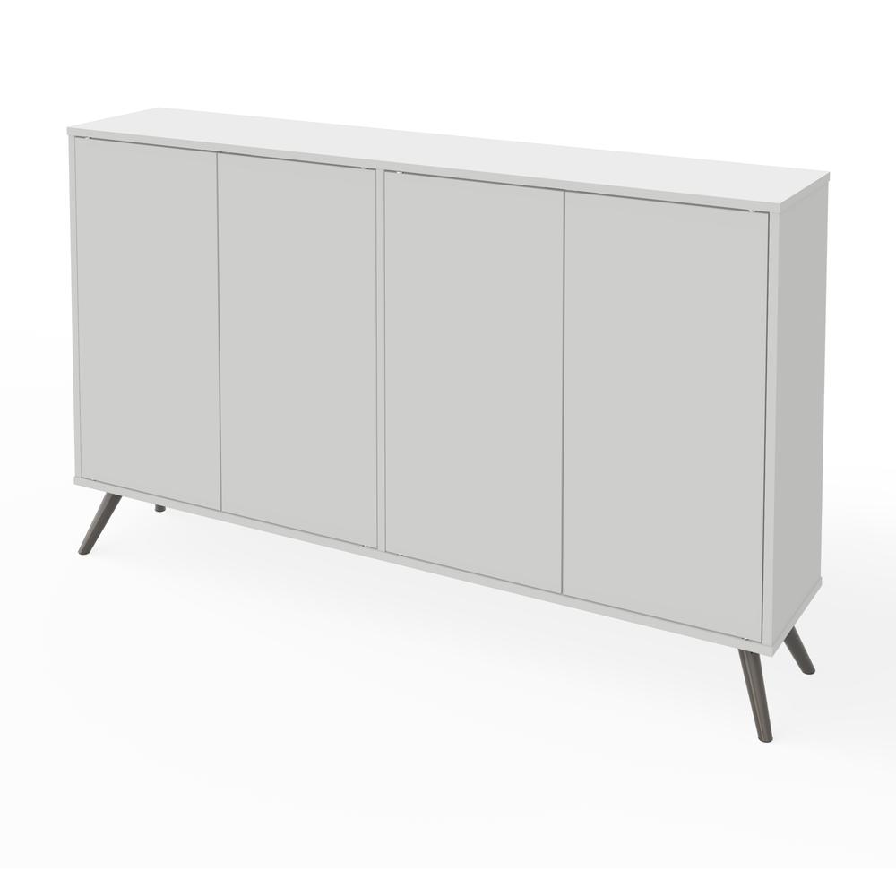 Krom Narrow Storage Cabinet with Metal Legs, 60W, White. Picture 1