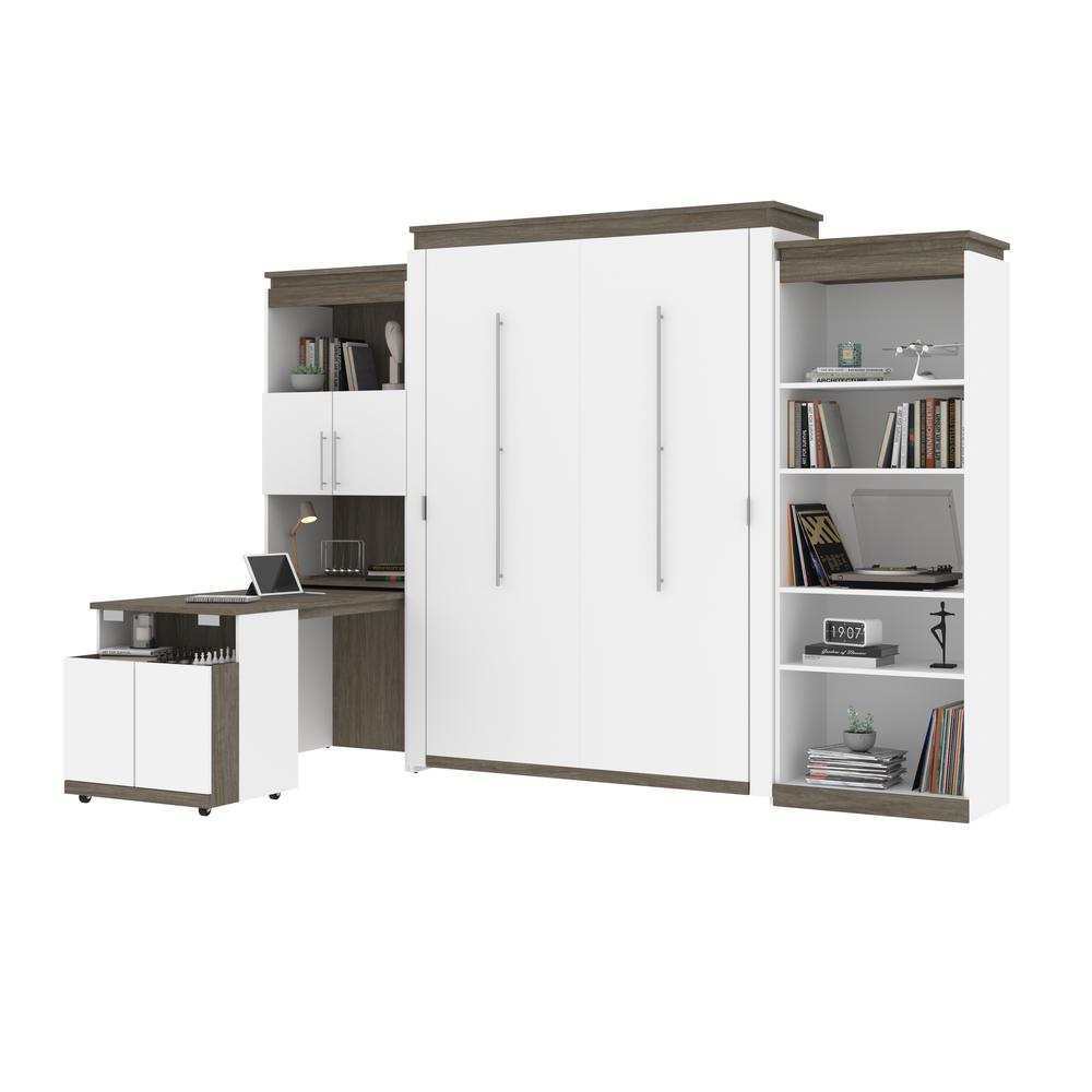 Queen Murphy Bed with Shelves and Storage Cabinet with Fold-Out Desk (126W). Picture 2