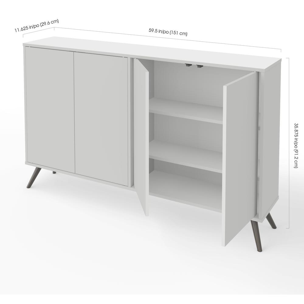 Krom Narrow Storage Cabinet with Metal Legs, 60W, White. Picture 3