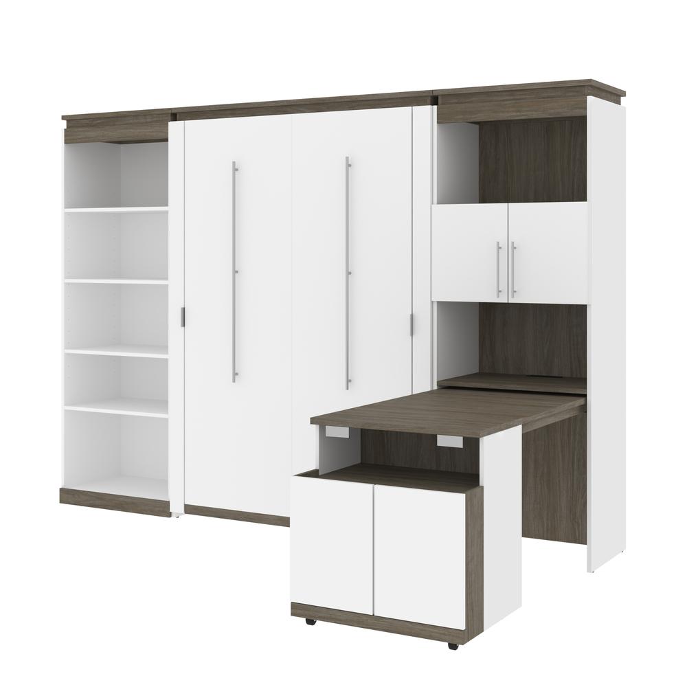 Full Murphy Bed with Shelves and Storage Cabinet with Fold-Out Desk (120W). Picture 1