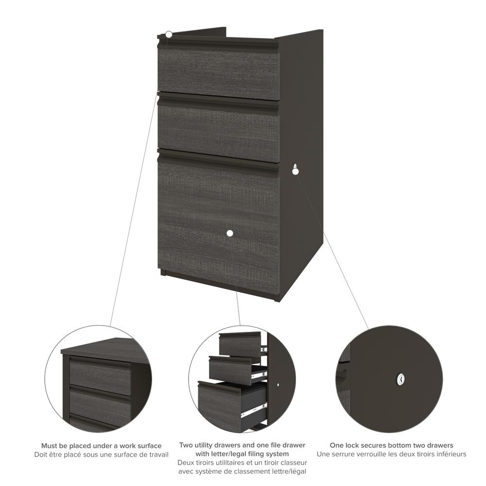 72W L-Shaped Standing Desk with Pedestal and Hutch. Picture 6