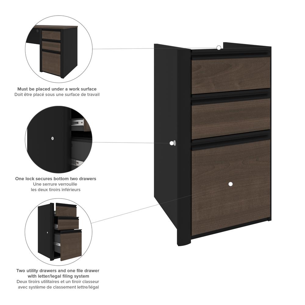 72W L-Shaped Standing Desk with Pedestal and Hutch. Picture 6
