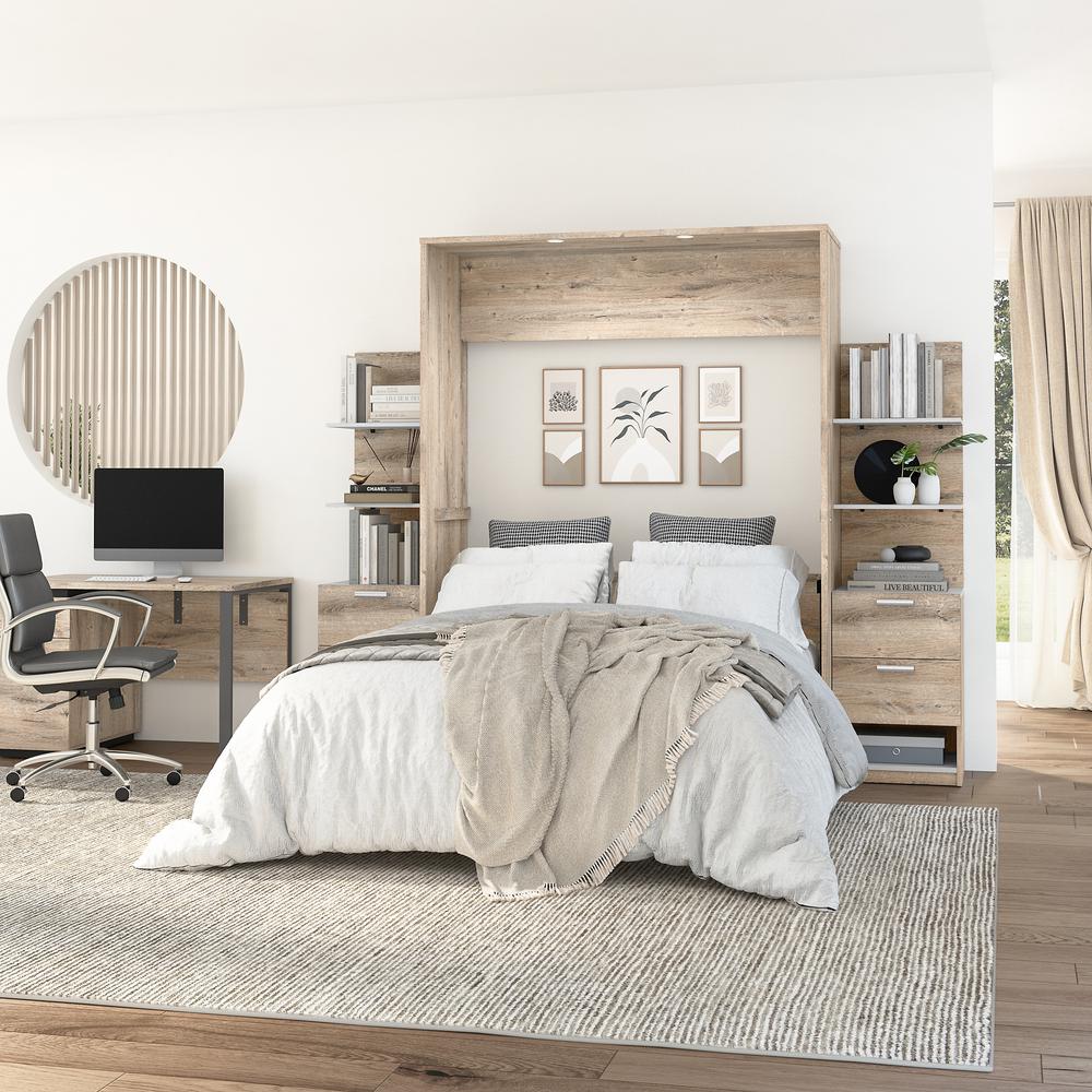 Cielo Queen Murphy Bed with Nightstands and Floating Shelves (105W). Picture 2