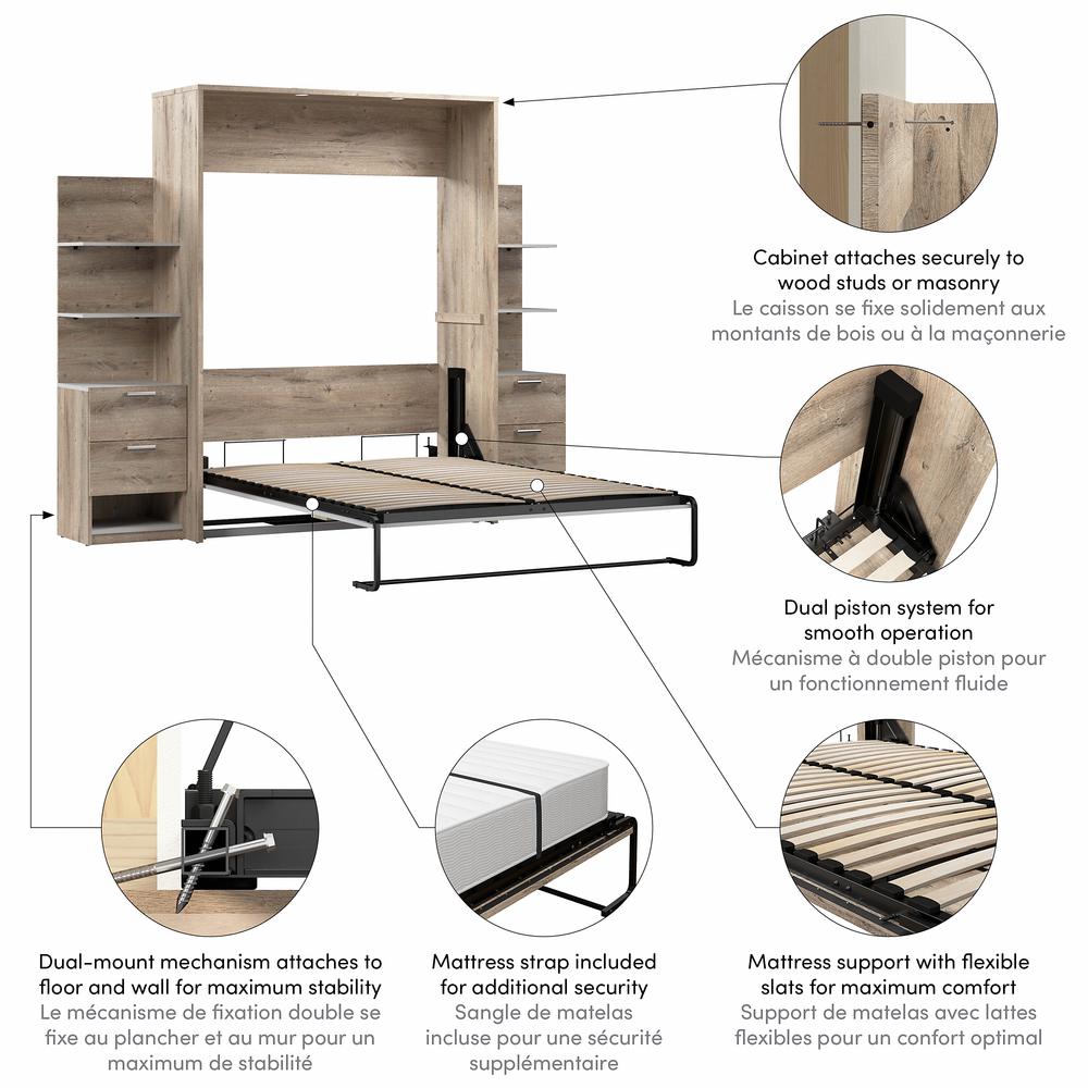 Cielo Queen Murphy Bed with Nightstands and Floating Shelves (105W). Picture 5