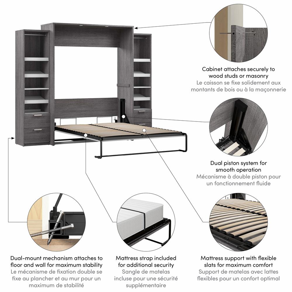 Cielo Queen Murphy Bed and 2 Narrow Closet Organizers with Drawers (105W). Picture 5