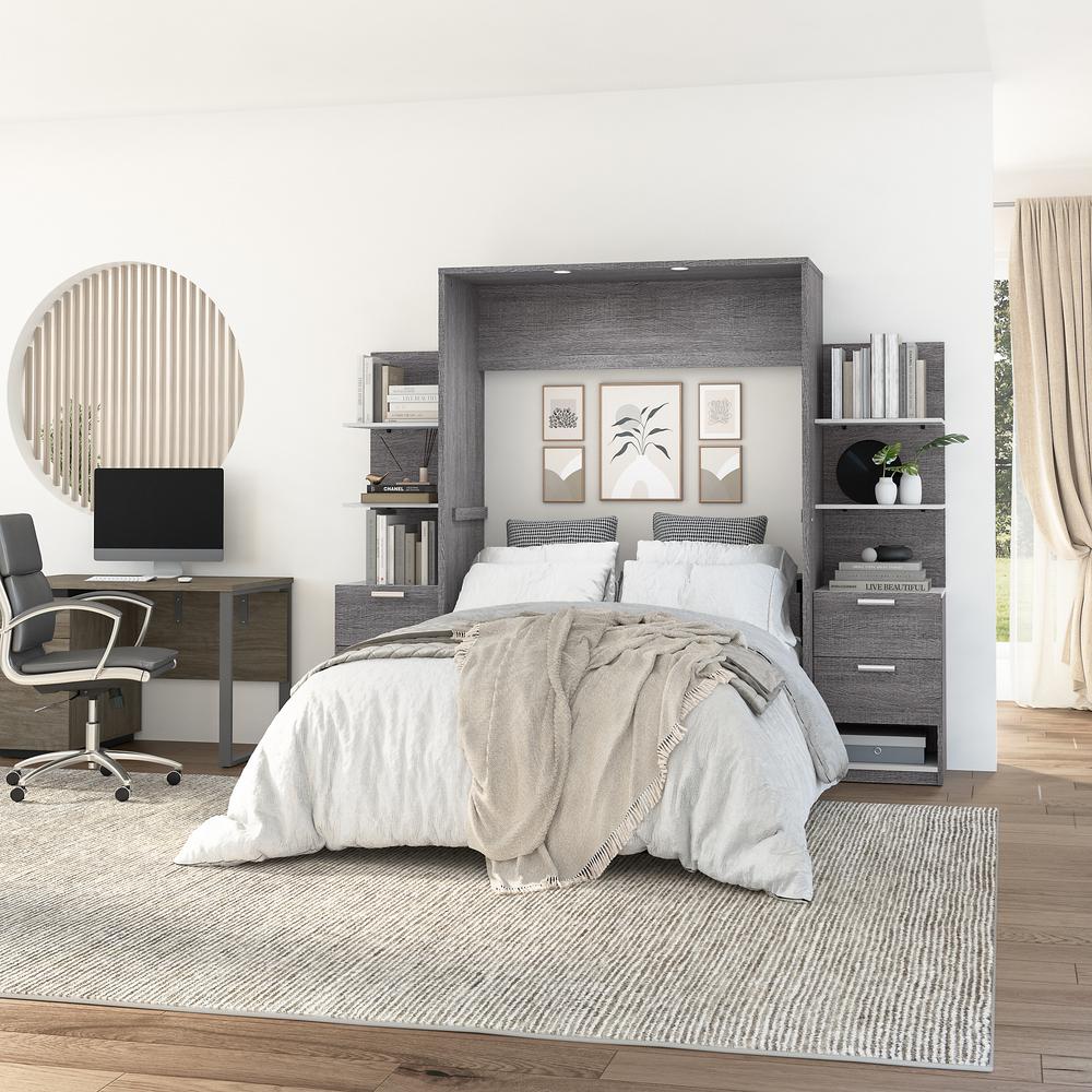 Cielo Full Murphy Bed with Nightstands and Floating Shelves (99W). Picture 2