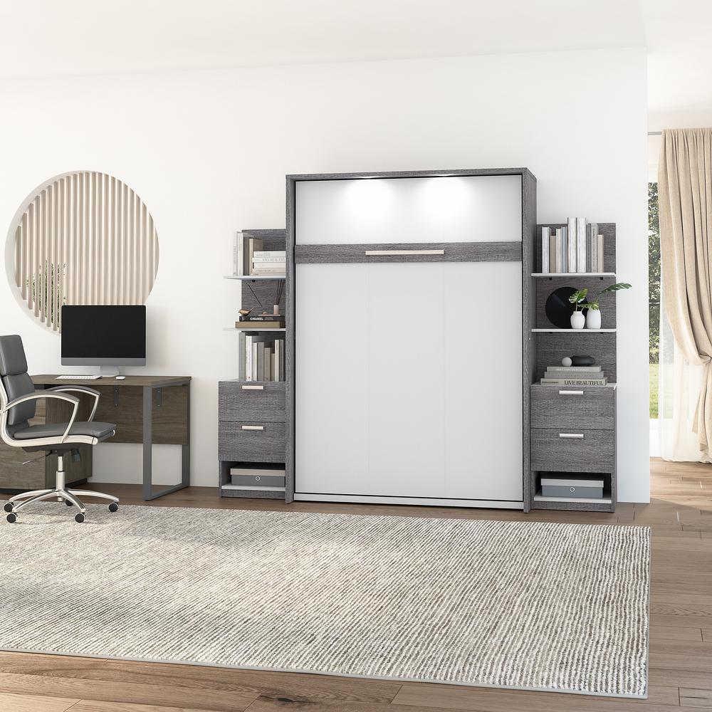 Cielo Full Murphy Bed with Nightstands and Floating Shelves (99W). Picture 3