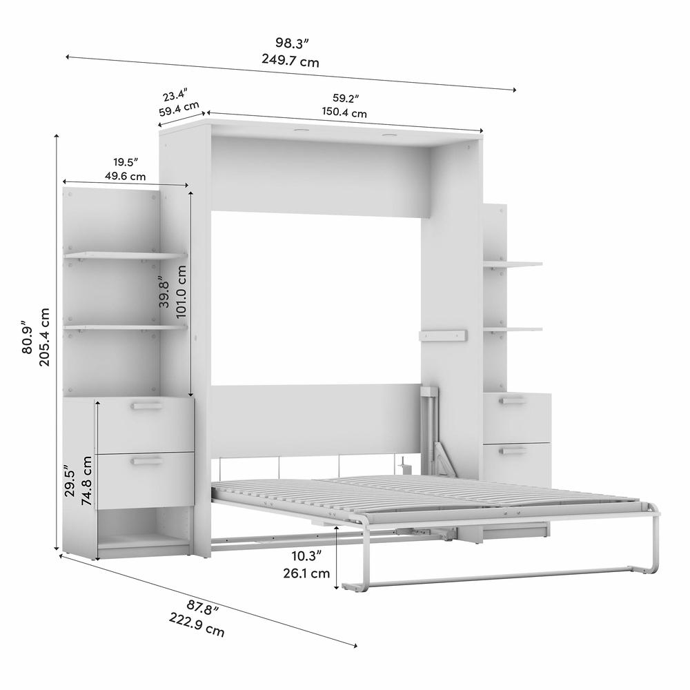 Cielo Full Murphy Bed with Nightstands and Floating Shelves (99W). Picture 7