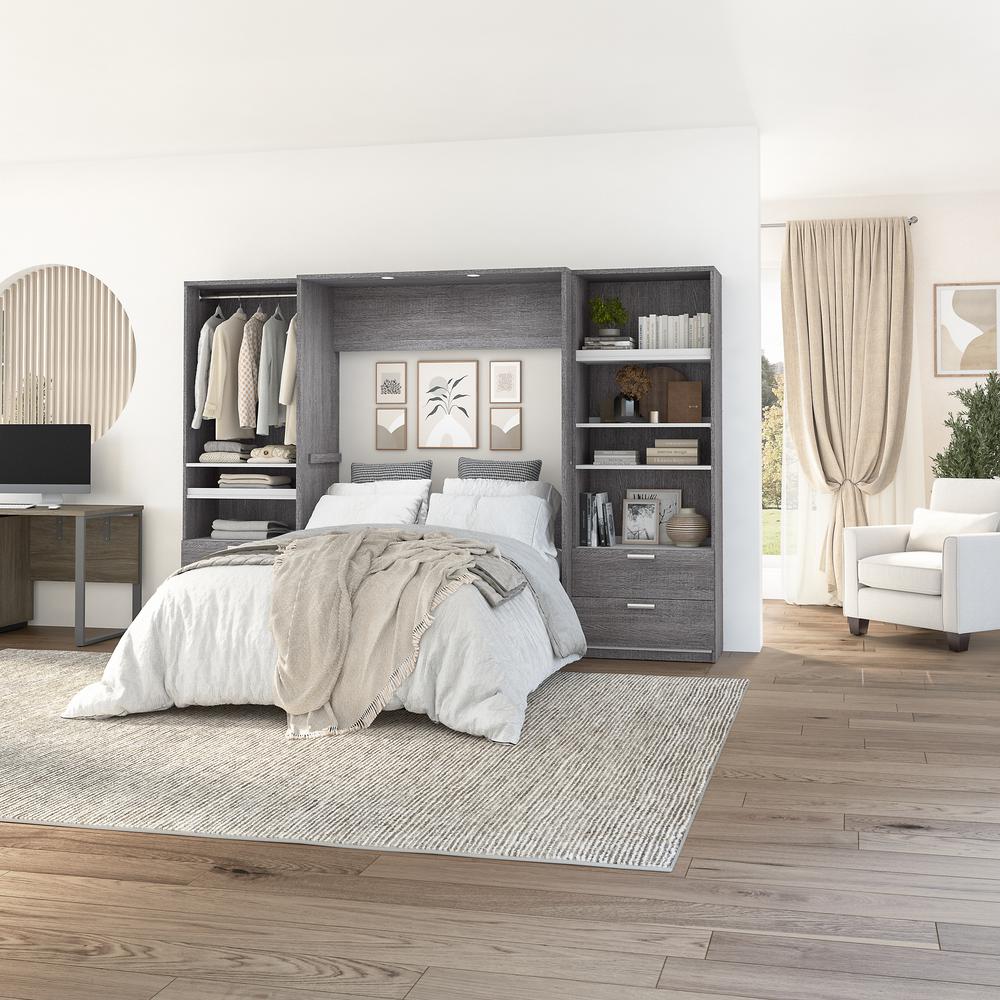 Cielo Full Murphy Bed with 2 Closet Organizers with Drawers (119W). Picture 6