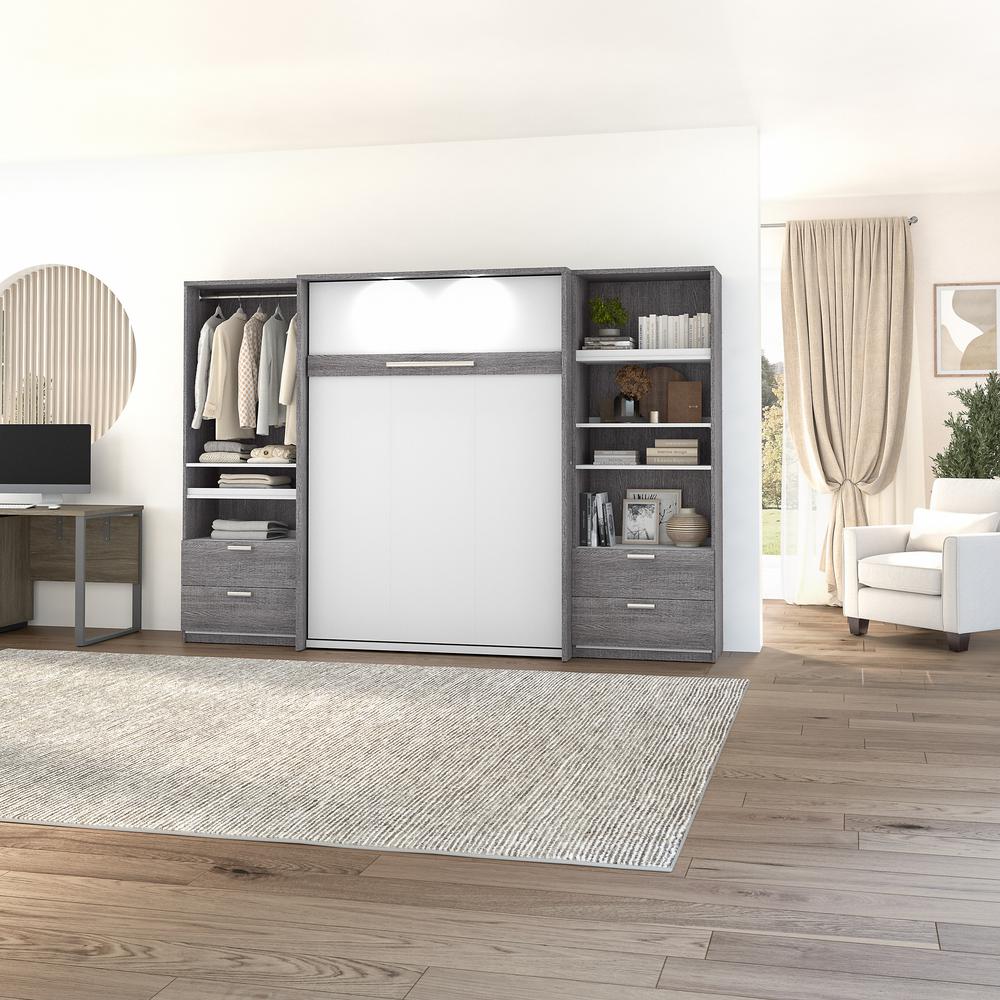 Cielo Full Murphy Bed with 2 Closet Organizers with Drawers (119W). Picture 7