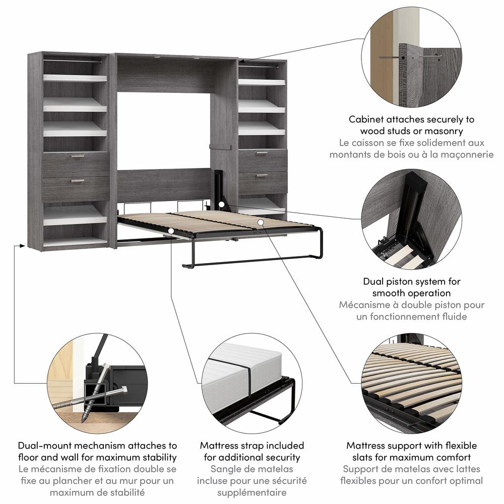 Cielo Full Murphy Bed with 2 Closet Organizers with Drawers (119W). Picture 4