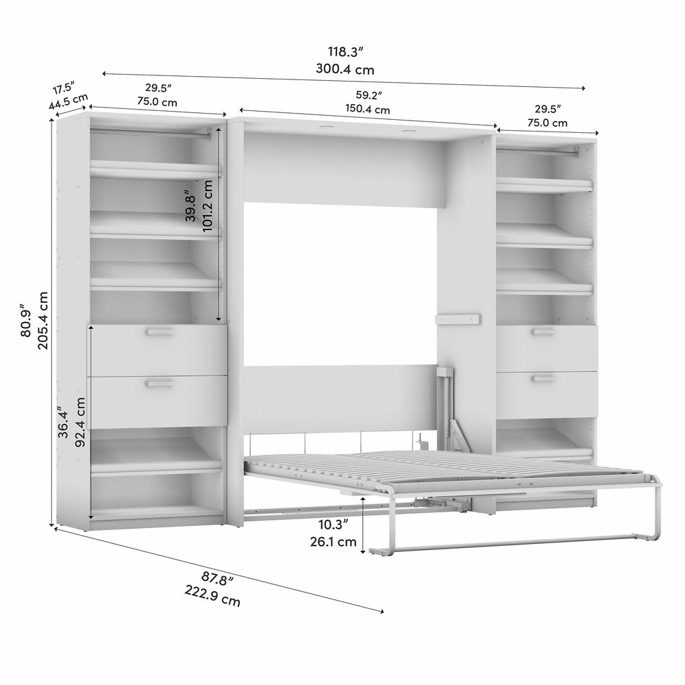 Cielo Full Murphy Bed with 2 Closet Organizers with Drawers (119W). Picture 3