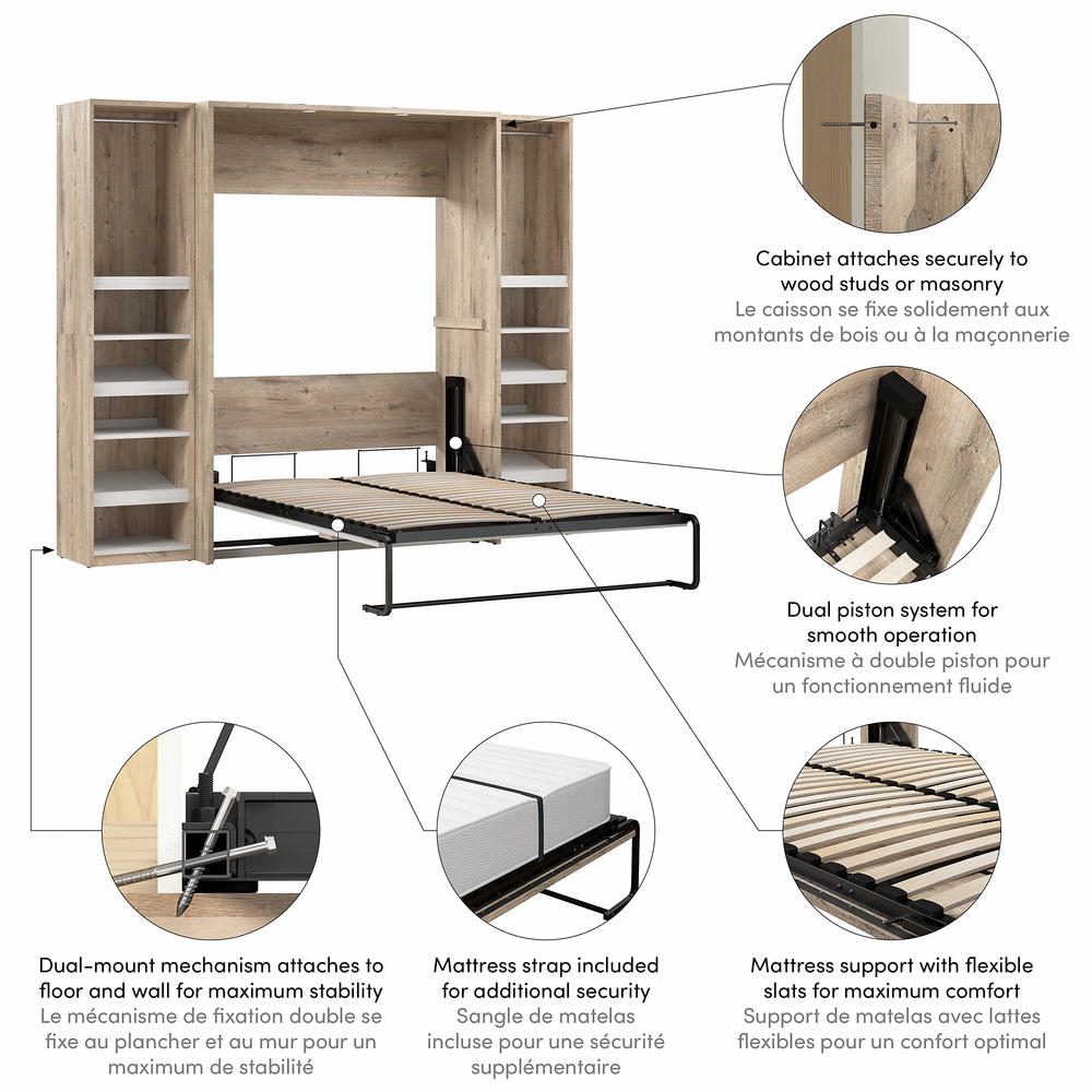 Cielo Full Murphy Bed with 2 Narrow Closet Organizers (99W). Picture 6