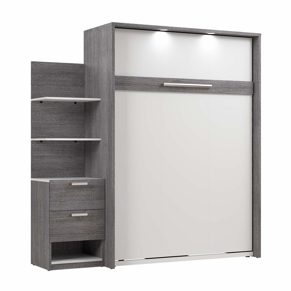 Cielo Full Murphy Bed with Nightstand and Floating Shelves (79W). Picture 1
