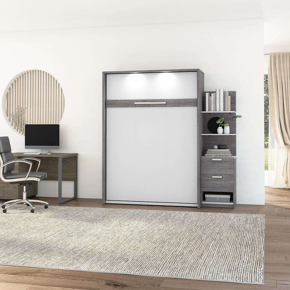 Cielo Full Murphy Bed with Nightstand and Floating Shelves (79W). Picture 3