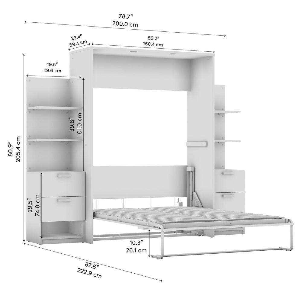 Cielo Full Murphy Bed with Nightstand and Floating Shelves (79W). Picture 8