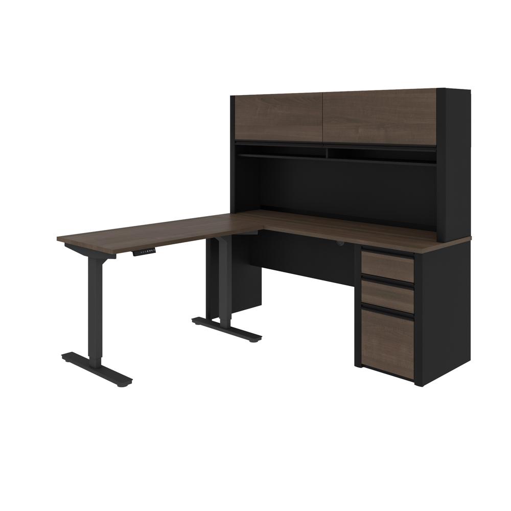 72W L-Shaped Standing Desk with Pedestal and Hutch. Picture 3