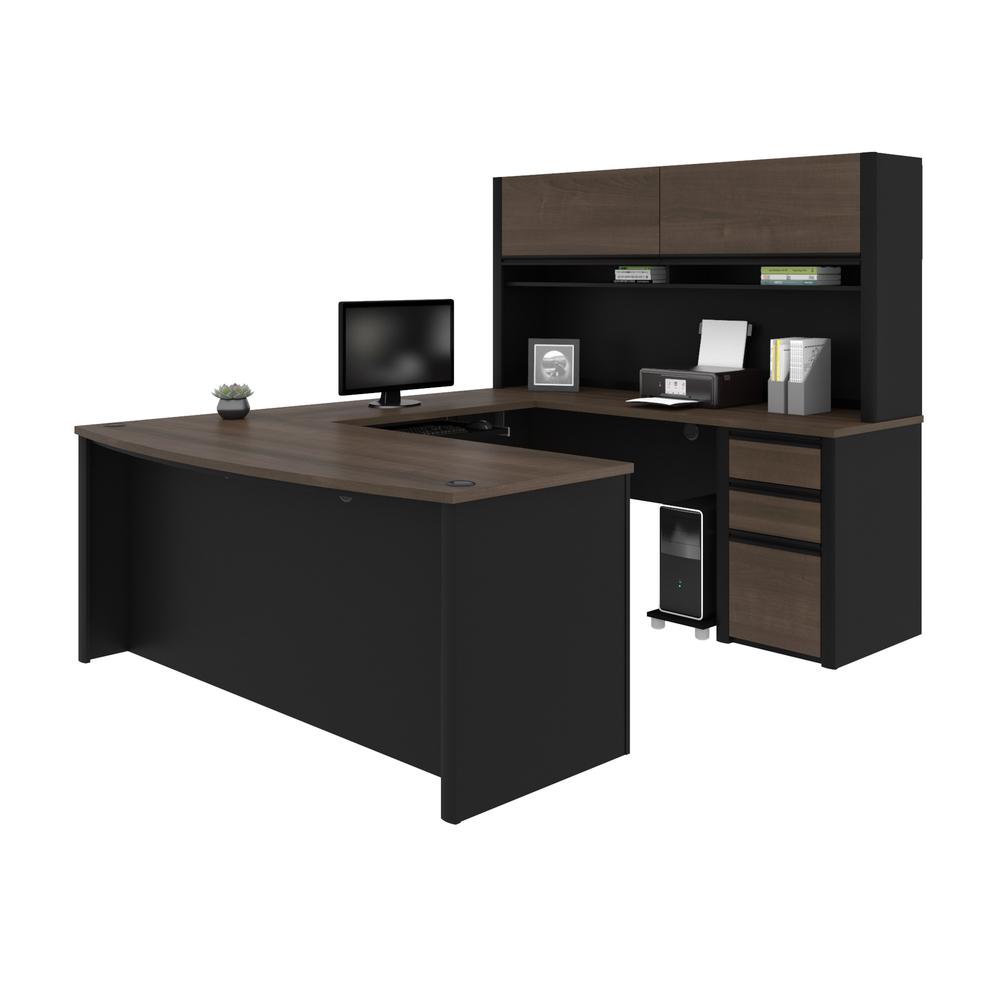 72W U-Shaped Executive Desk with Pedestal and Hutch. Picture 1