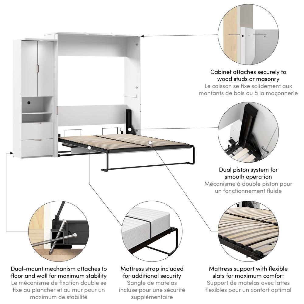 Lumina Queen Murphy Bed with Desk and Storage Cabinet (91W). Picture 8