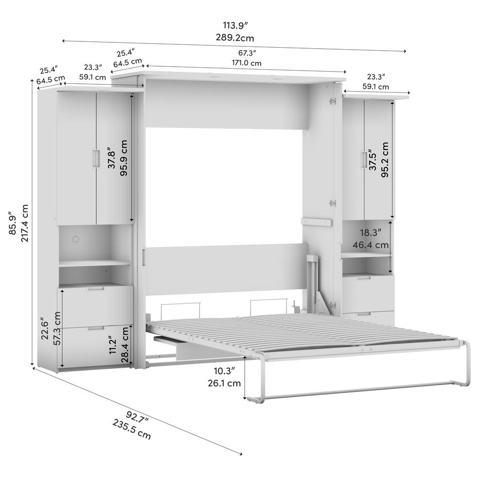 Lumina Queen Murphy Bed with Desk and 2 Storage Cabinets (114W). Picture 7