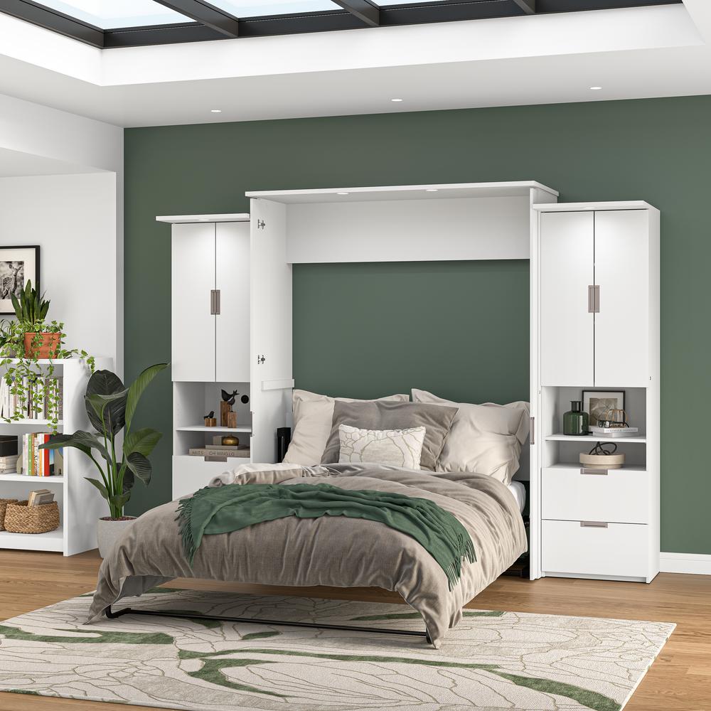 Lumina Queen Murphy Bed with Desk and 2 Storage Cabinets (114W). Picture 11