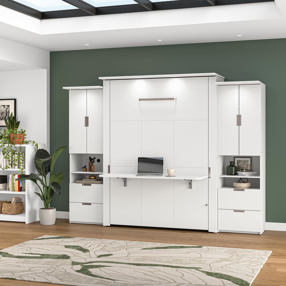 Lumina Queen Murphy Bed with Desk and 2 Storage Cabinets (114W). Picture 12