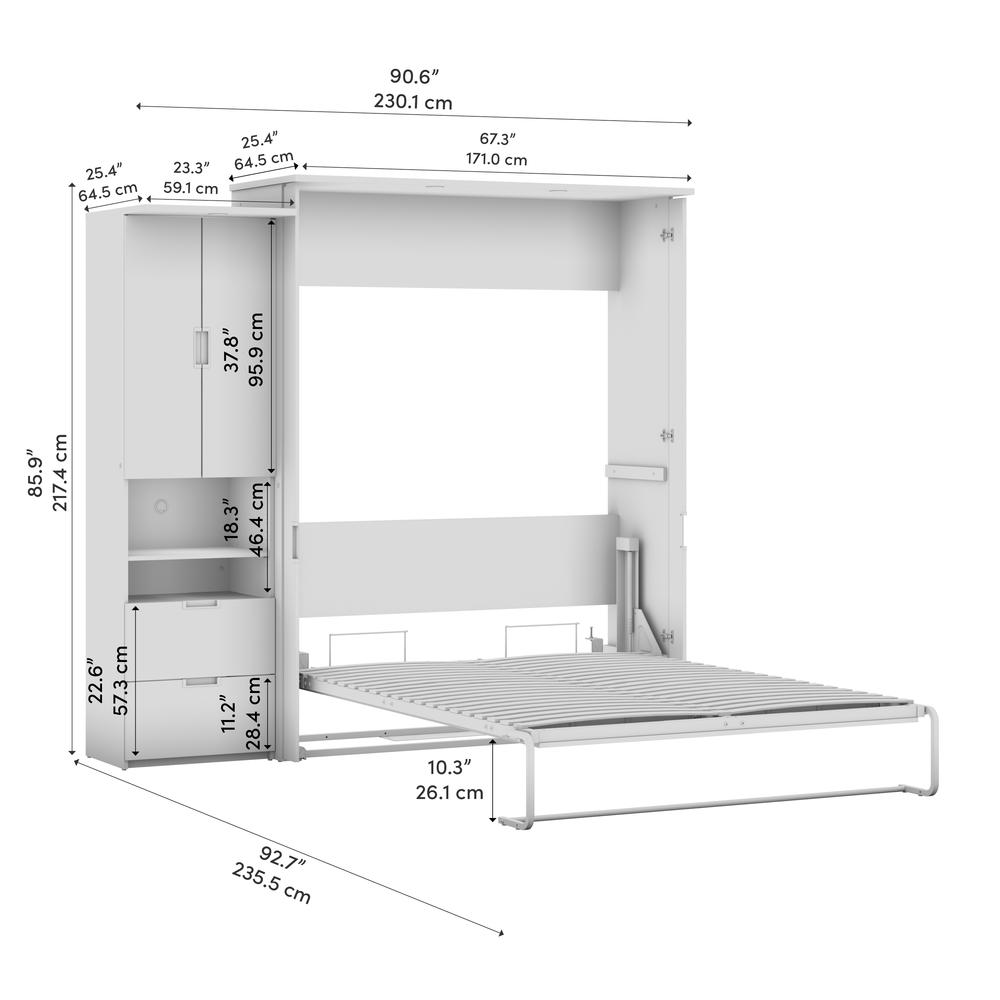 Lumina Queen Murphy Bed with Storage Cabinet (91W). Picture 8