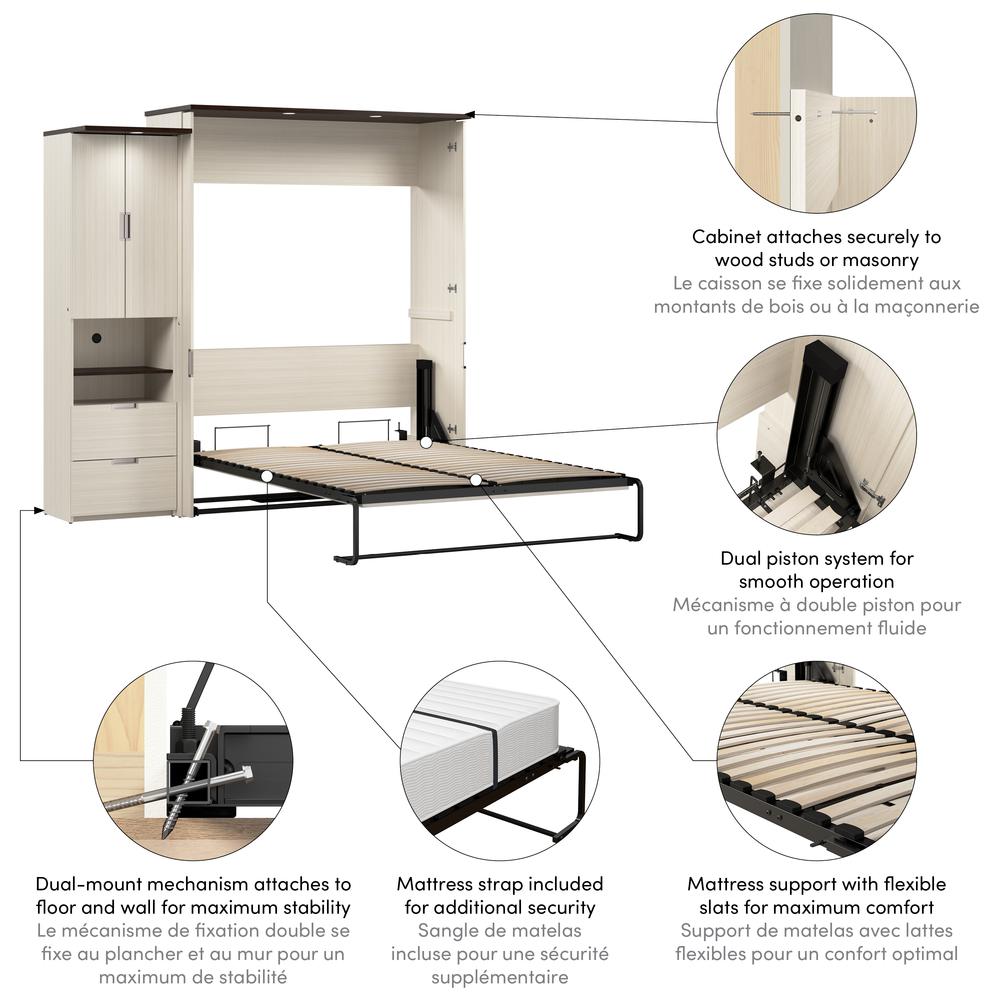 Lumina Queen Murphy Bed with Storage Cabinet (91W). Picture 9