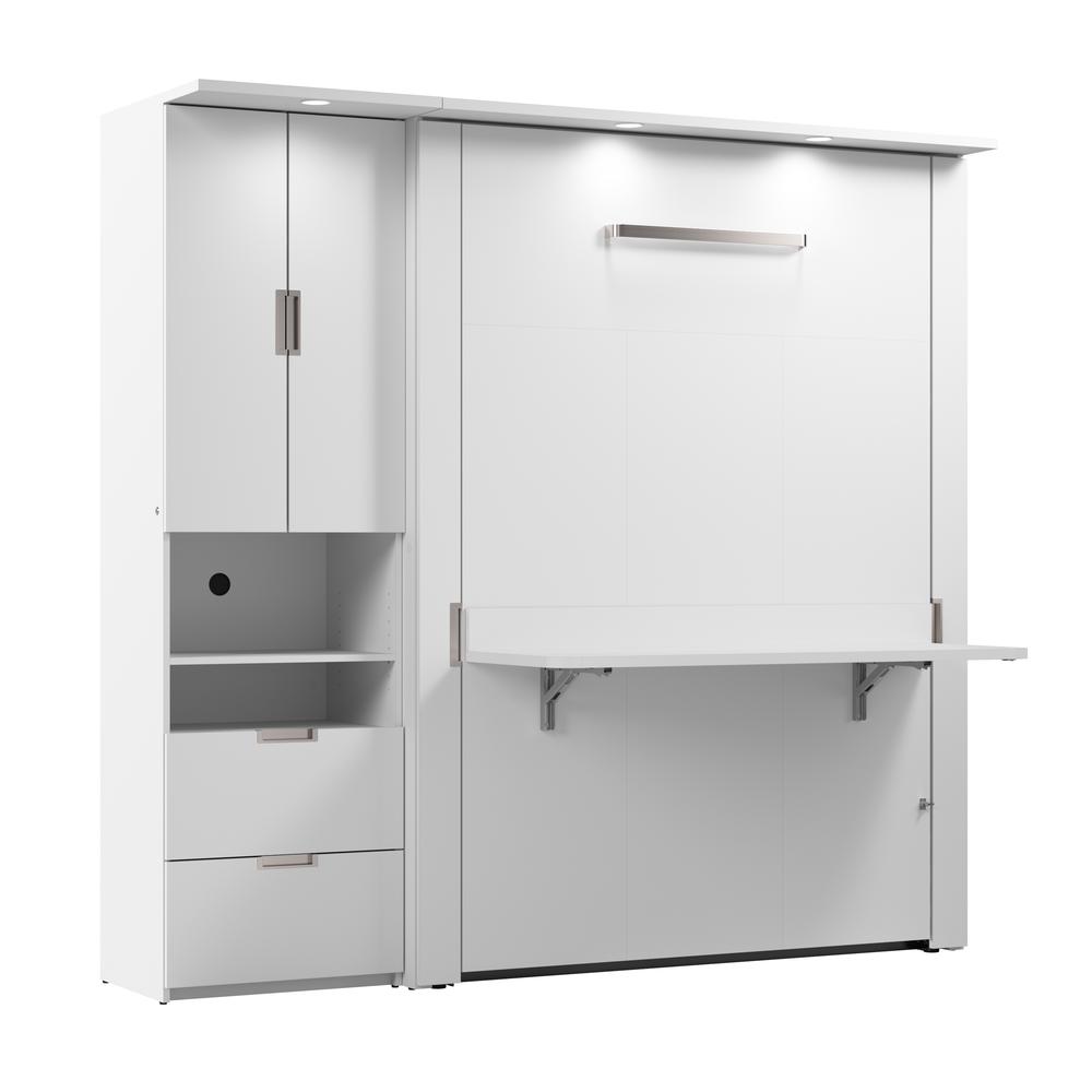 Lumina Full Murphy Bed with Desk and Storage Cabinet (84W). Picture 1