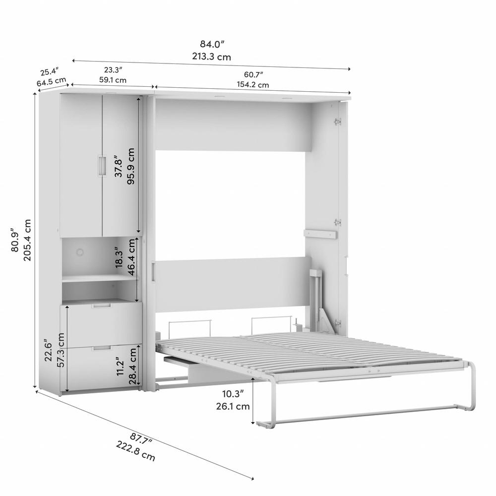 Lumina Full Murphy Bed with Desk and Storage Cabinet (84W). Picture 7