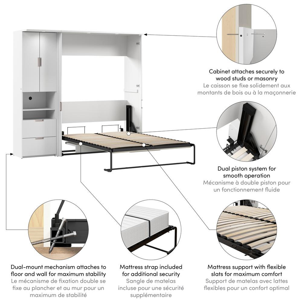 Lumina Full Murphy Bed with Desk and Storage Cabinet (84W). Picture 8