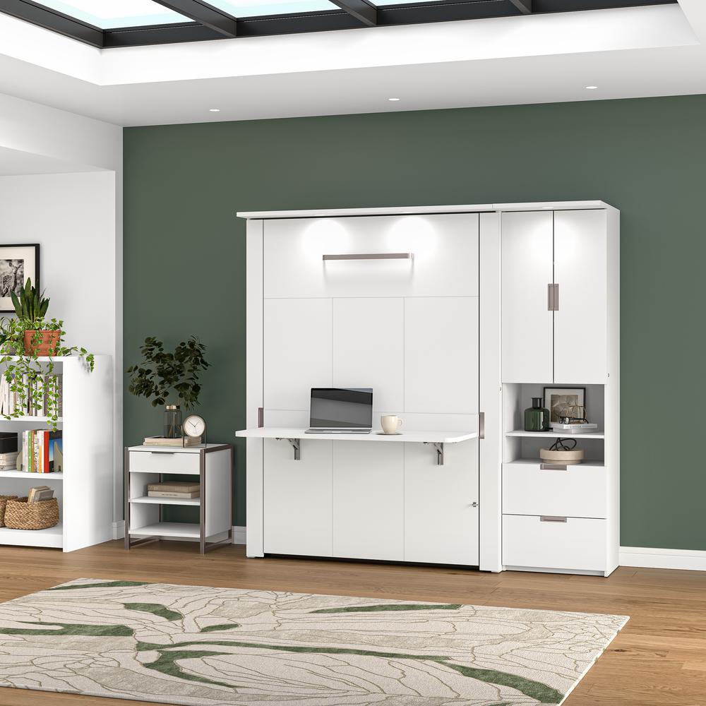 Lumina Full Murphy Bed with Desk and Storage Cabinet (84W). Picture 12