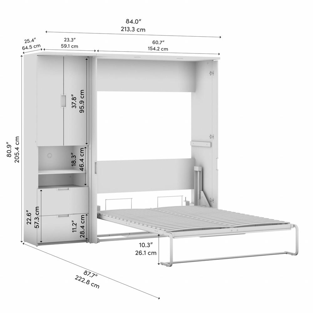 Lumina Full Murphy Bed with Storage Cabinet (84W). Picture 7